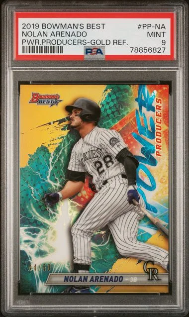 2019 Bowman's Best Power Producers Gold Refractor Pp-Na Nolan Arenado #no-number card image