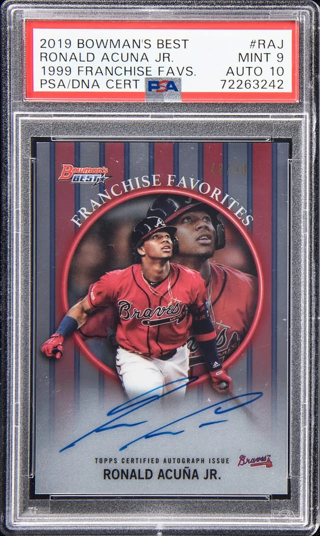 2019 Bowman's Best Ronald Acuna Jr 1999 Franchise Favorites Autograph #99FFA-RAJ card image