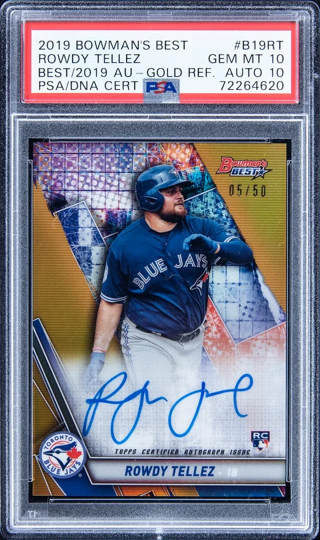 2019 Bowman's Best Rowdy Tellez Best of '19 Autograph Gold Refractor #B19-RT card image