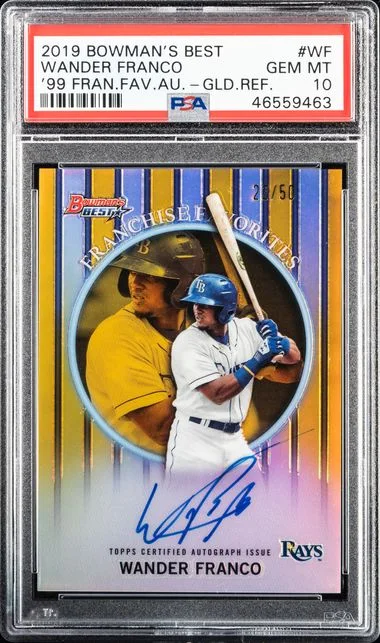 2019 Bowman's Best Wander Franco 1999 Franchise Favorites Autographs Gold Refractor #WF card image