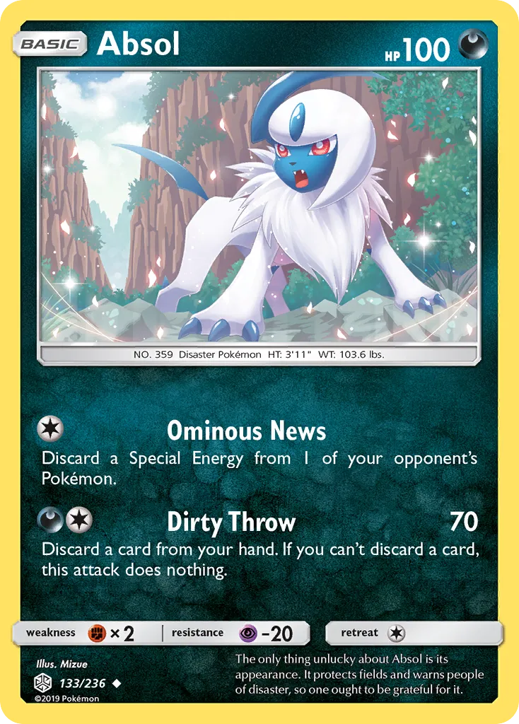 2019 Cosmic Eclipse Absol Uncommon #133/236 Uncommon card image