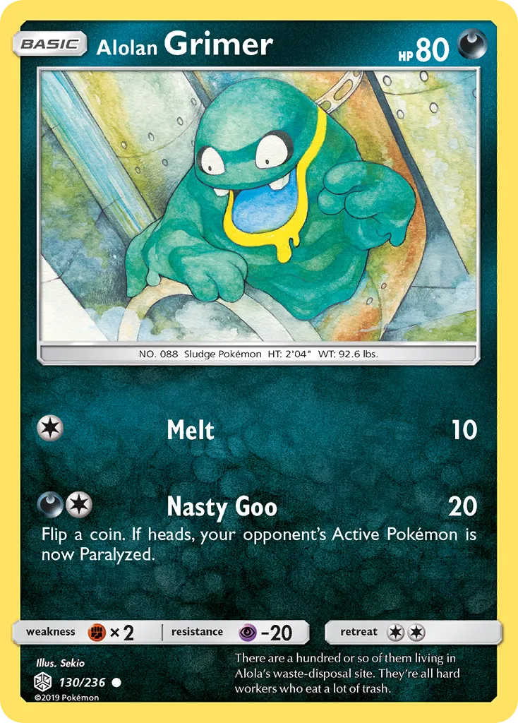 2019 Cosmic Eclipse Alolan Grimer Common #130/236 Common card image