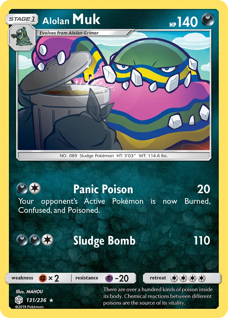 2019 Cosmic Eclipse Alolan Muk Rare #131/236 Rare card image