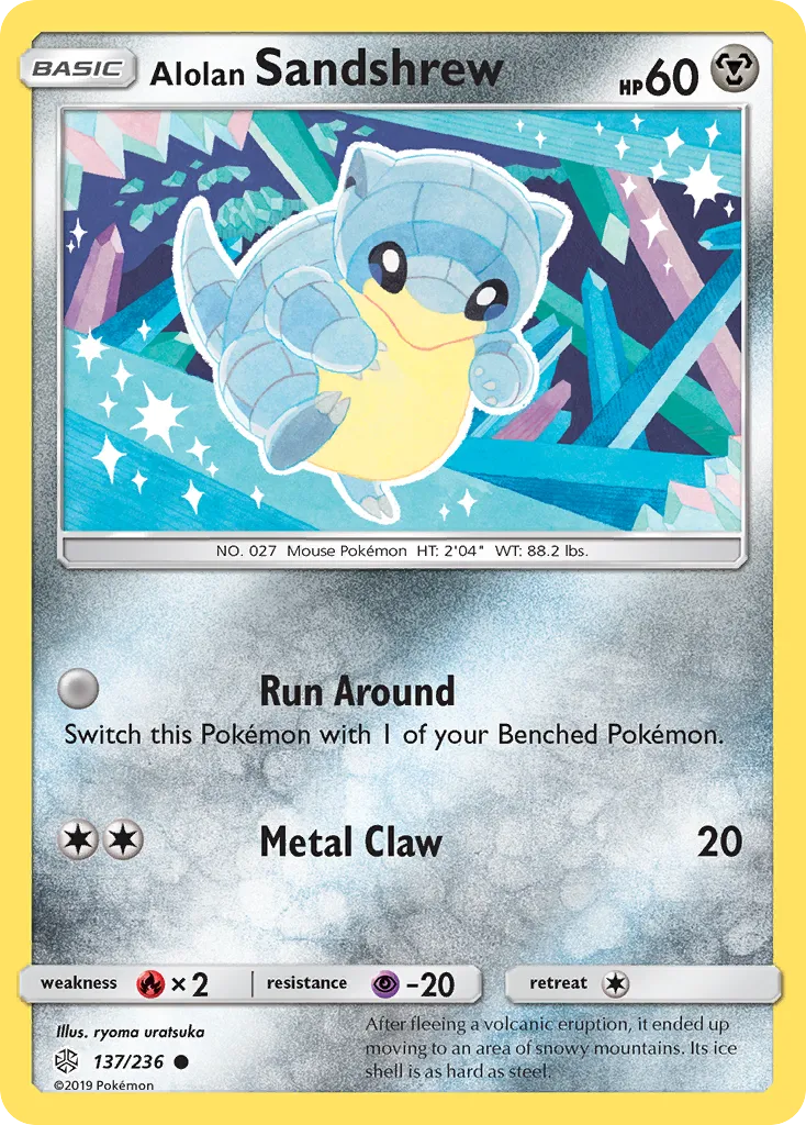 2019 Cosmic Eclipse Alolan Sandshrew Common #137/236 Common card image