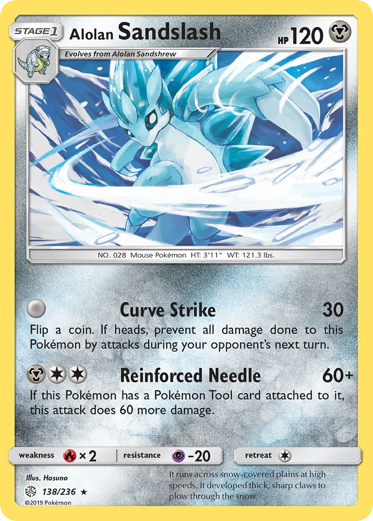 2019 Cosmic Eclipse Alolan Sandslash Rare #138/236 Rare card image