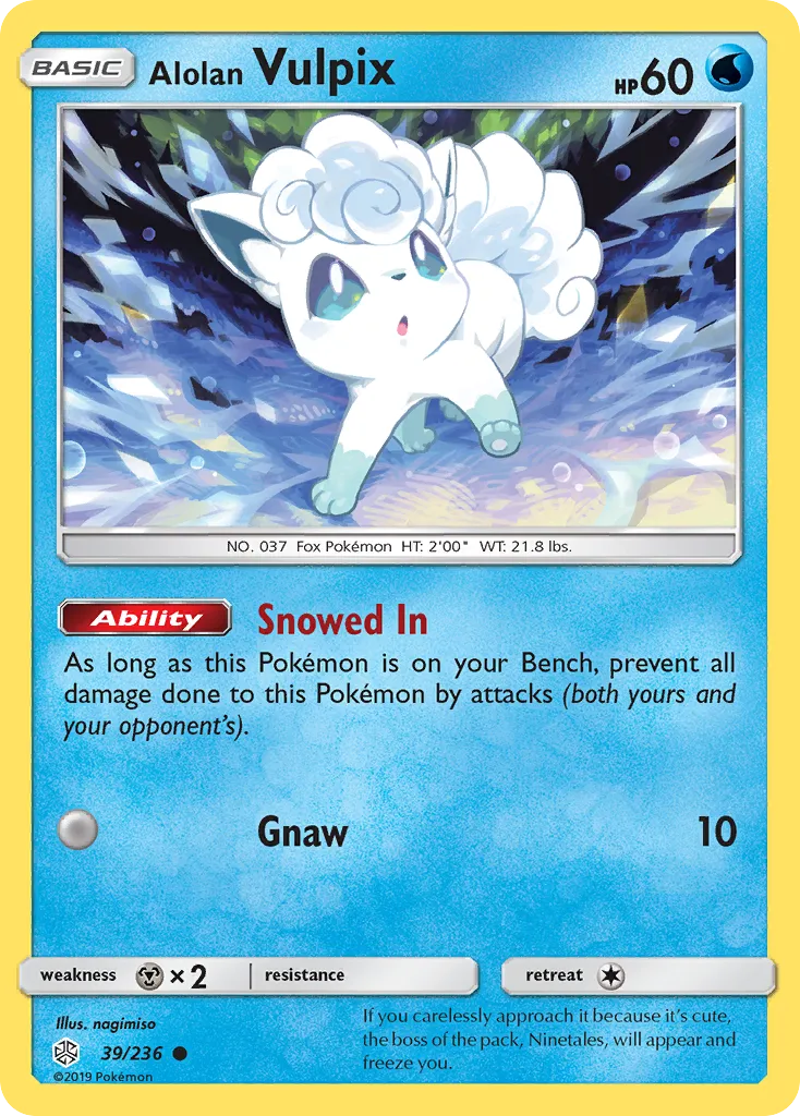 2019 Cosmic Eclipse Alolan Vulpix Common #039/236 Common card image