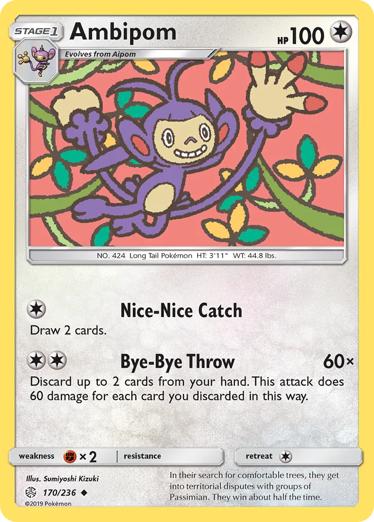 2019 Cosmic Eclipse Ambipom Uncommon #170/236 Uncommon card image