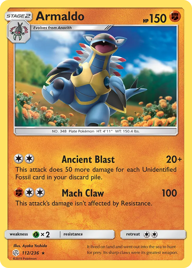2019 Cosmic Eclipse Armaldo Rare #112/236 Rare card image