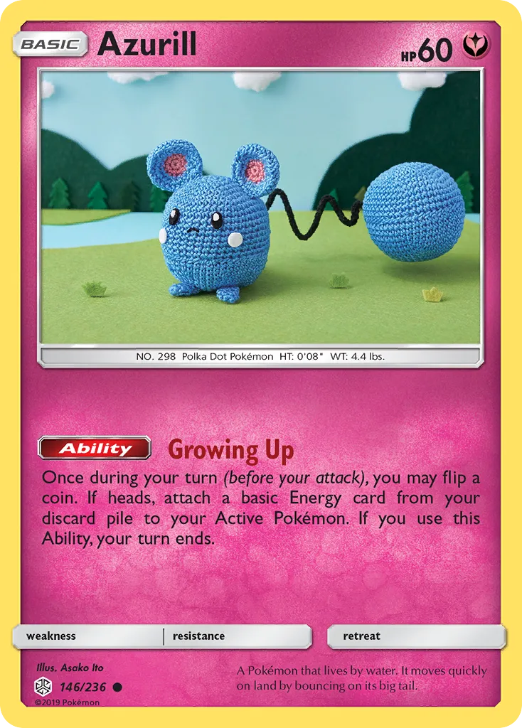 2019 Cosmic Eclipse Azurill Common #146/236 Common card image