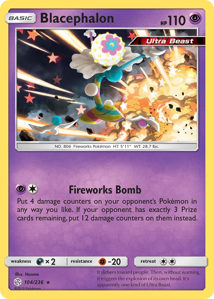 2019 Cosmic Eclipse Blacephalon Rare Holo #104/236 Rare Holo card image