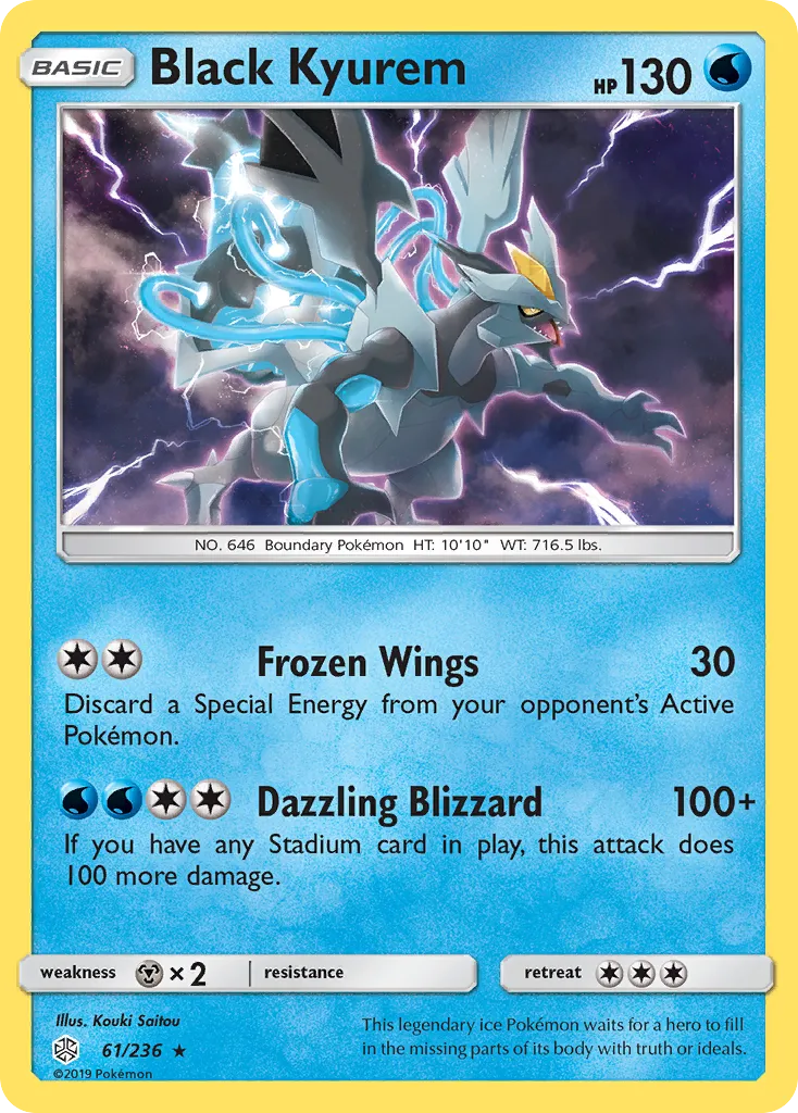 2019 Cosmic Eclipse Black Kyurem Rare Holo #061/236 Rare Holo card image