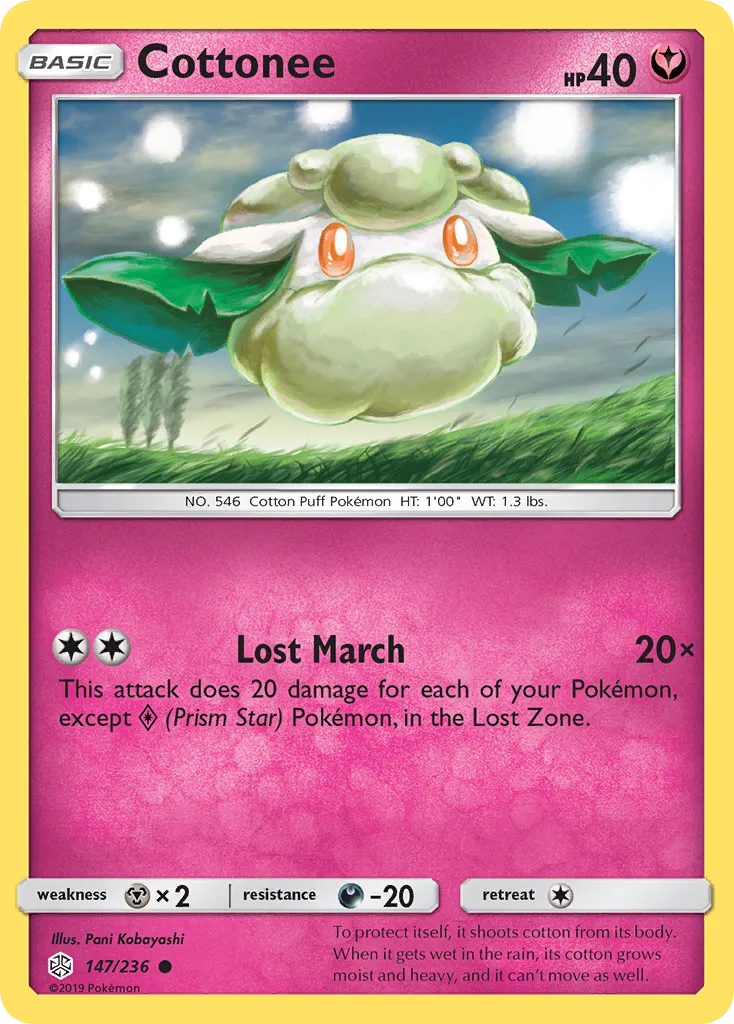 2019 Cosmic Eclipse Cottonee Common #147/236 Common card image