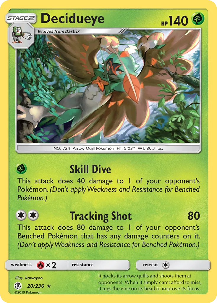 2019 Cosmic Eclipse Decidueye Rare Holo #020/236 Rare Holo card image