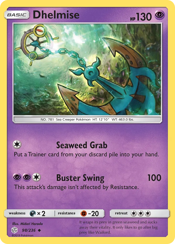 2019 Cosmic Eclipse Dhelmise Uncommon #098/236 Uncommon card image