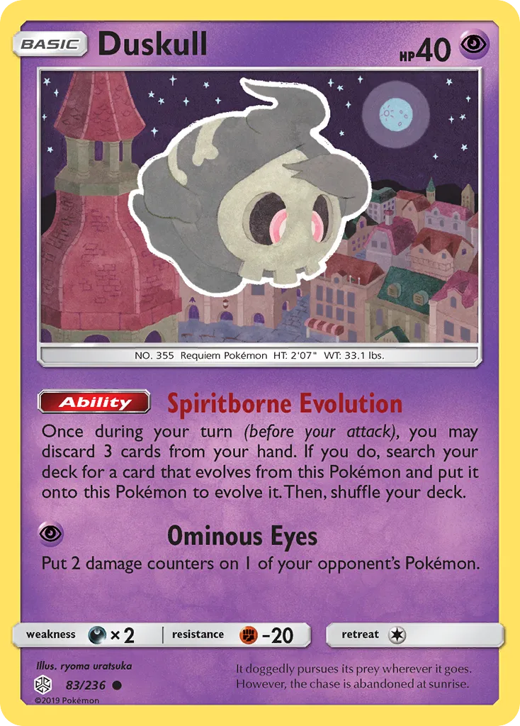2019 Cosmic Eclipse Duskull Common #083/236 Common card image