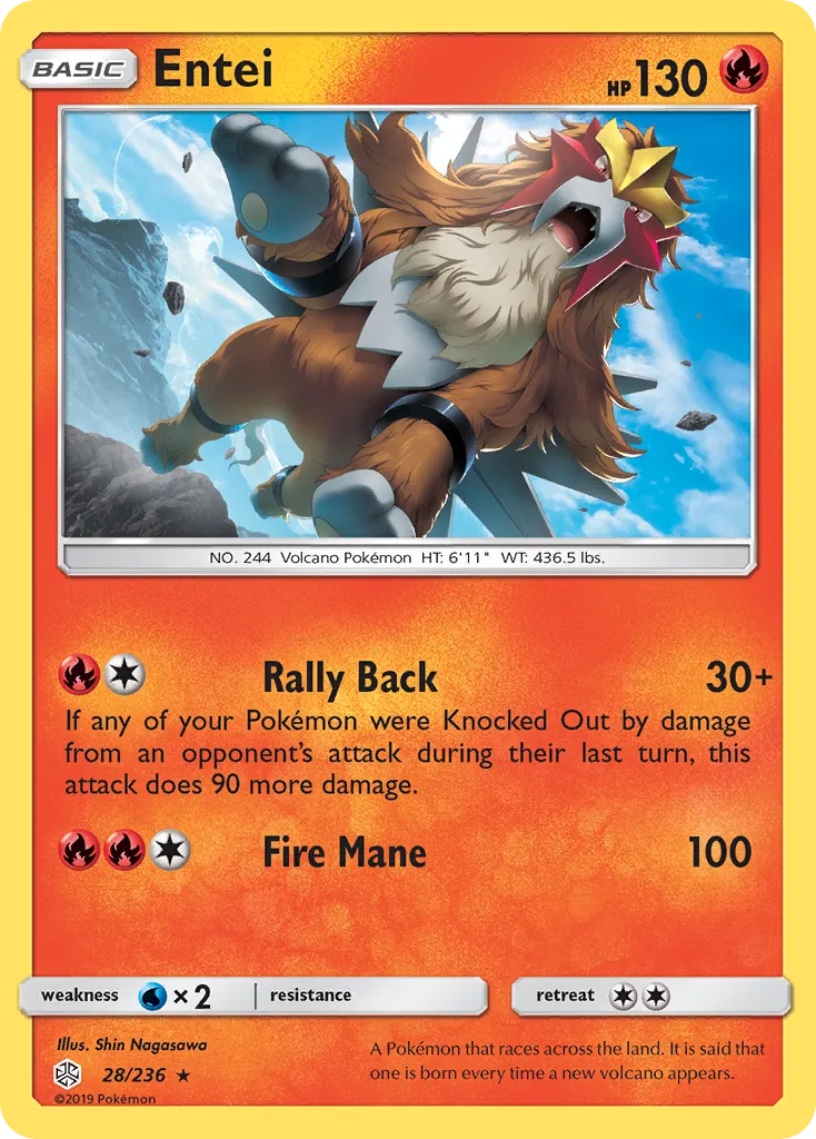 2019 Cosmic Eclipse Entei Rare #028/236 Rare card image