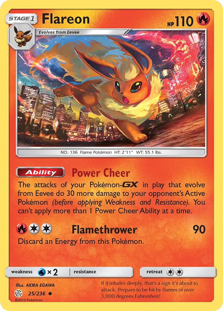 2019 Cosmic Eclipse Flareon Uncommon #025/236 Uncommon card image