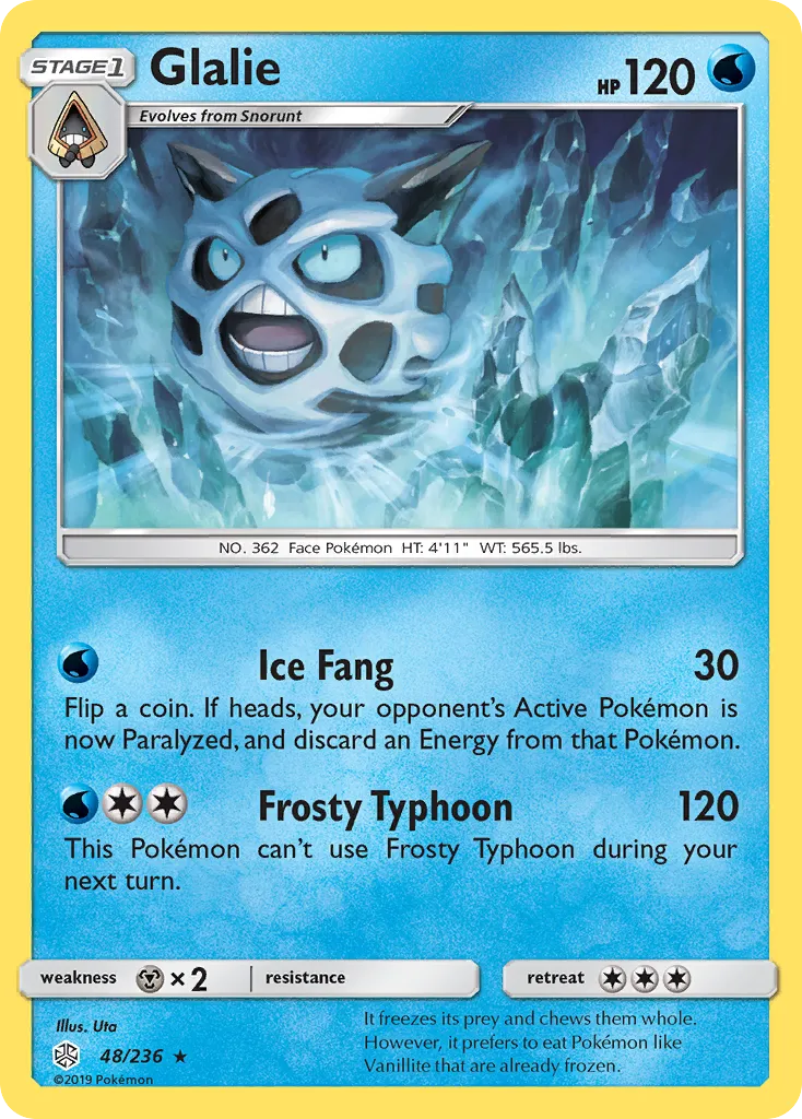 2019 Cosmic Eclipse Glalie Rare #048/236 Rare card image