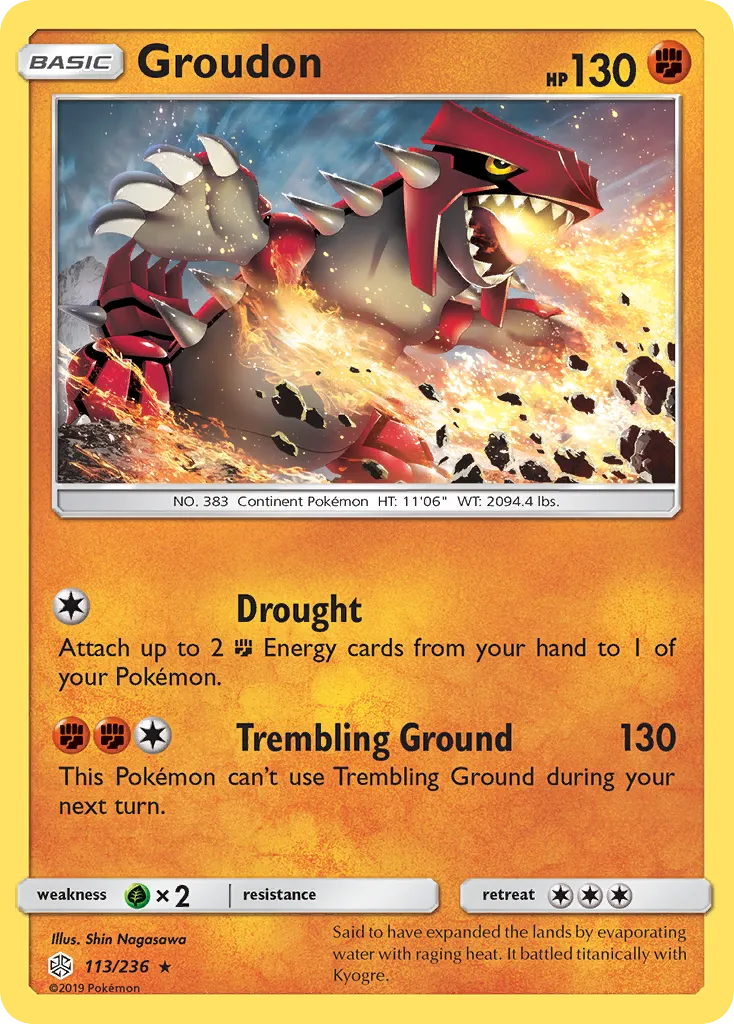 2019 Cosmic Eclipse Groudon Rare #113/236 Rare card image