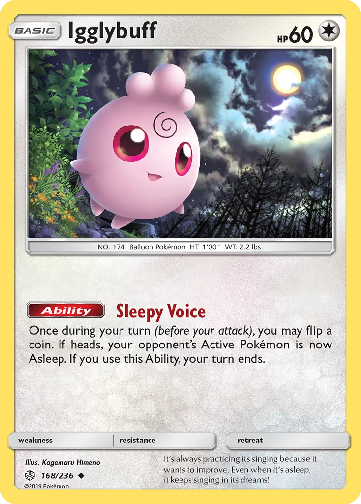 2019 Cosmic Eclipse Igglybuff Uncommon #168/236 Uncommon card image