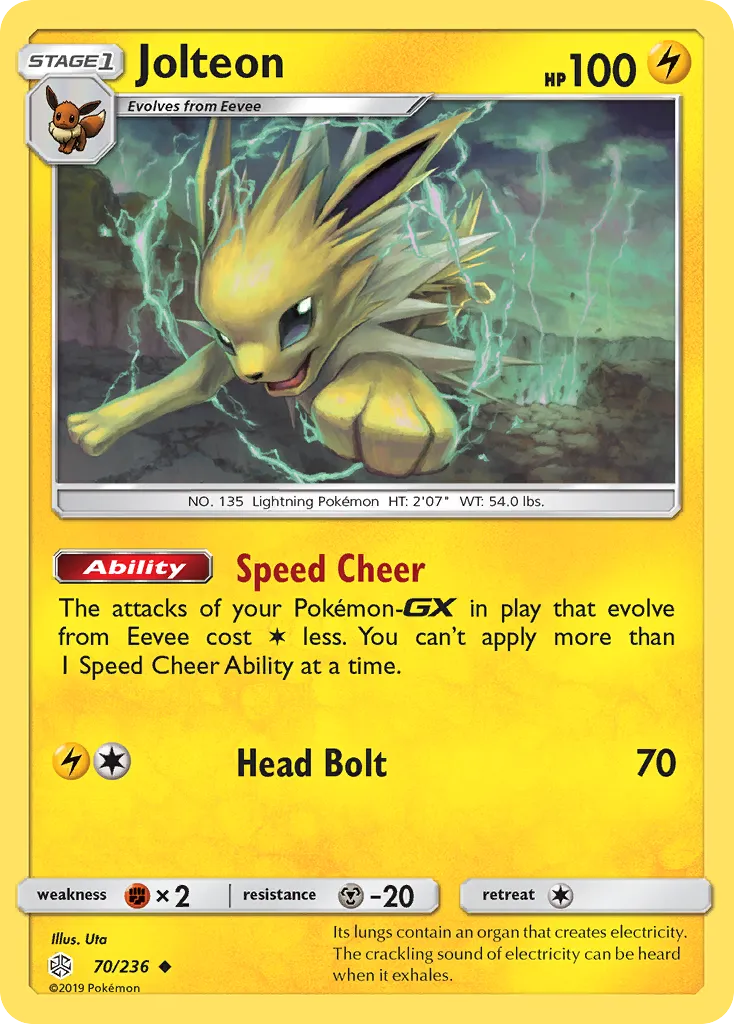 2019 Cosmic Eclipse Jolteon Uncommon #070/236 Uncommon card image
