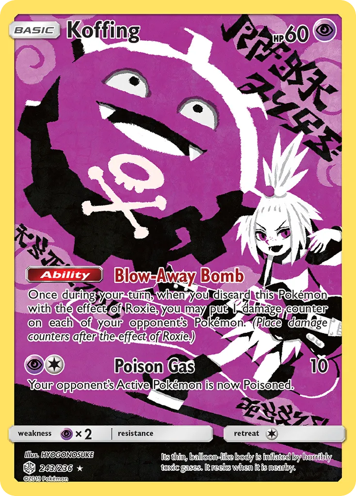 2019 Cosmic Eclipse Koffing #243/236 Rare Secret card image