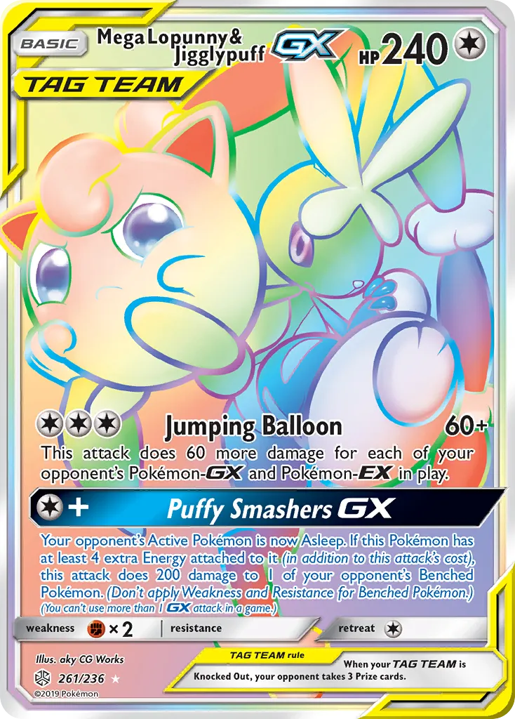 2019 Cosmic Eclipse Mega Lopunny & Jigglypuff-GX #226/236 Rare Ultra card image