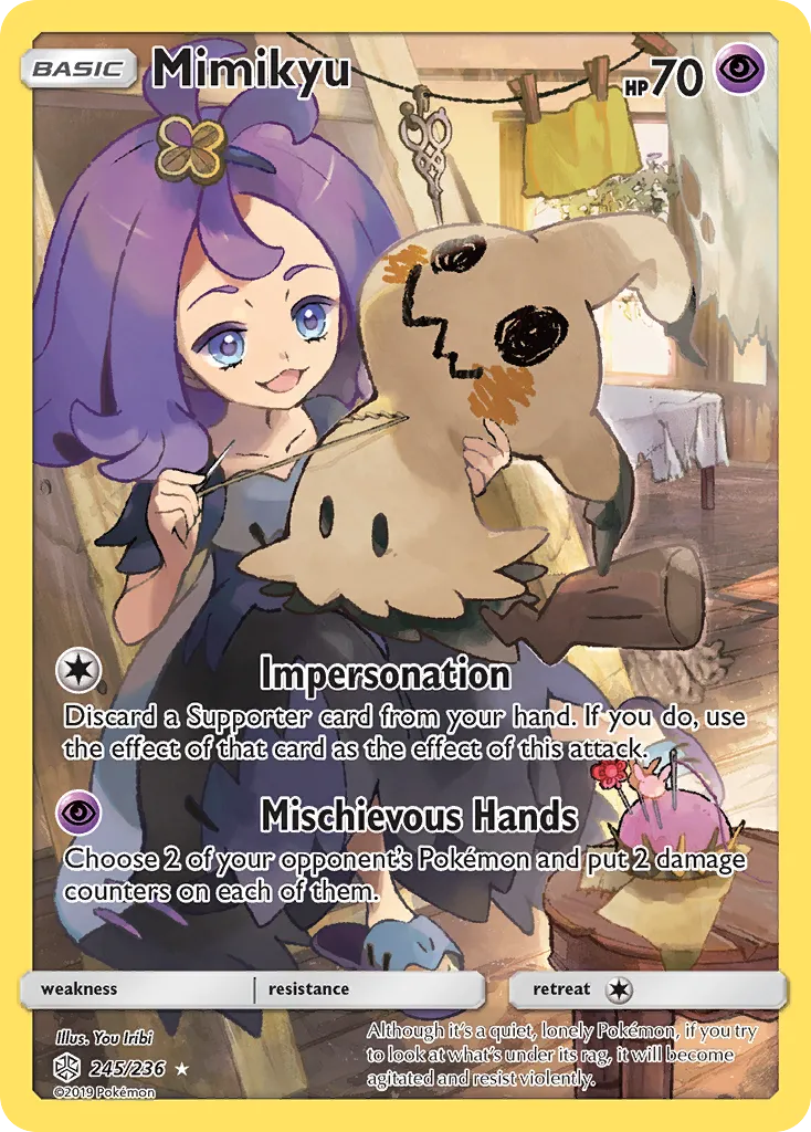 2019 Cosmic Eclipse Mimikyu #245/236 Rare Secret card image