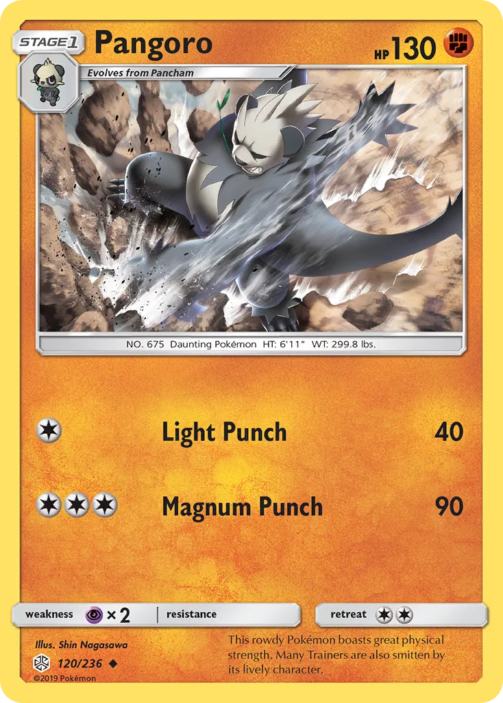 2019 Cosmic Eclipse Pangoro Uncommon #120/236 Uncommon card image