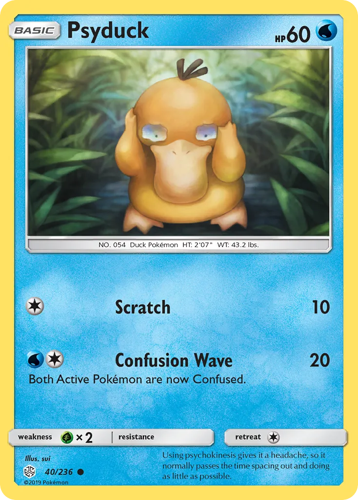 2019 Cosmic Eclipse Psyduck Common #040/236 Common card image