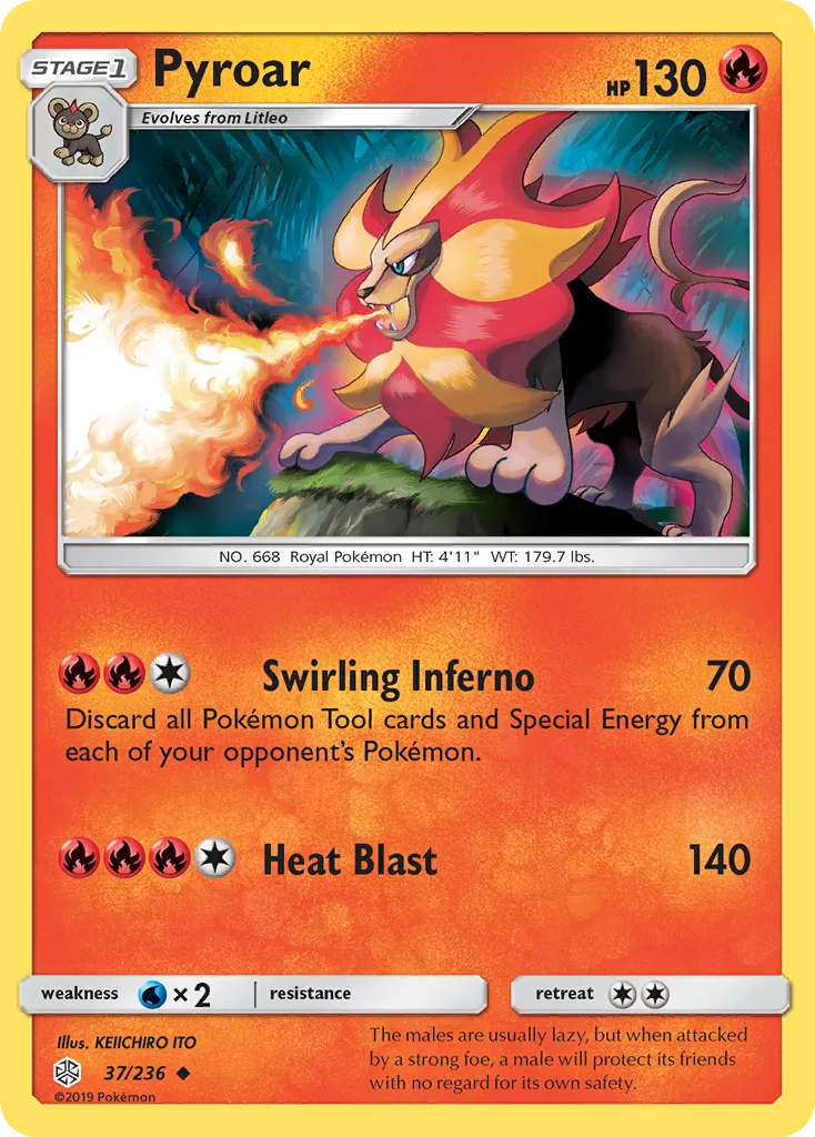 2019 Cosmic Eclipse Pyroar Uncommon #037/236 Uncommon card image