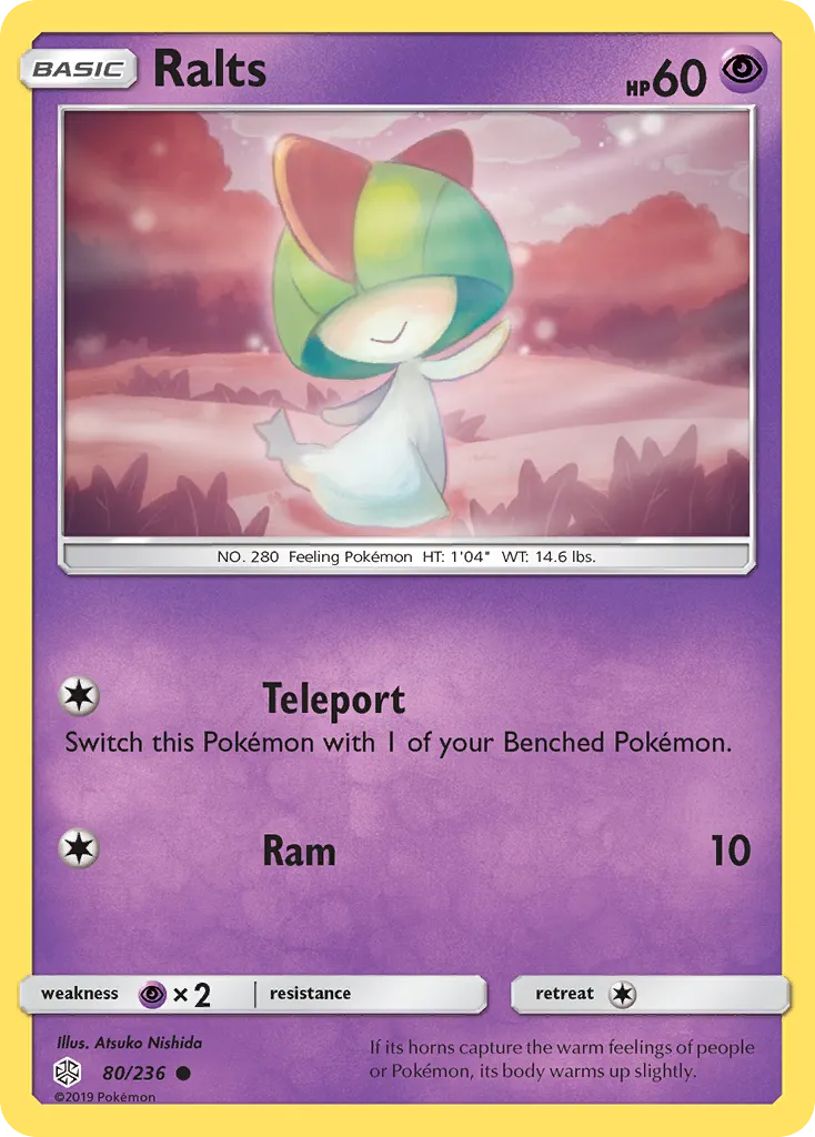 2019 Cosmic Eclipse Ralts Common #080/236 Common card image