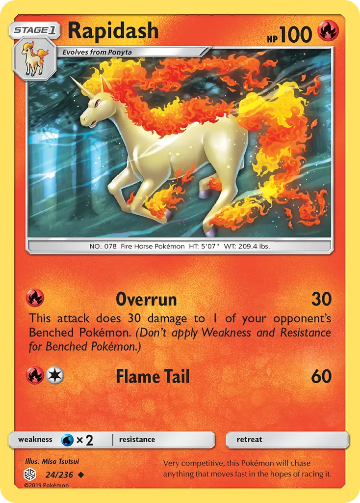 2019 Cosmic Eclipse Rapidash Uncommon #024/236 Uncommon card image