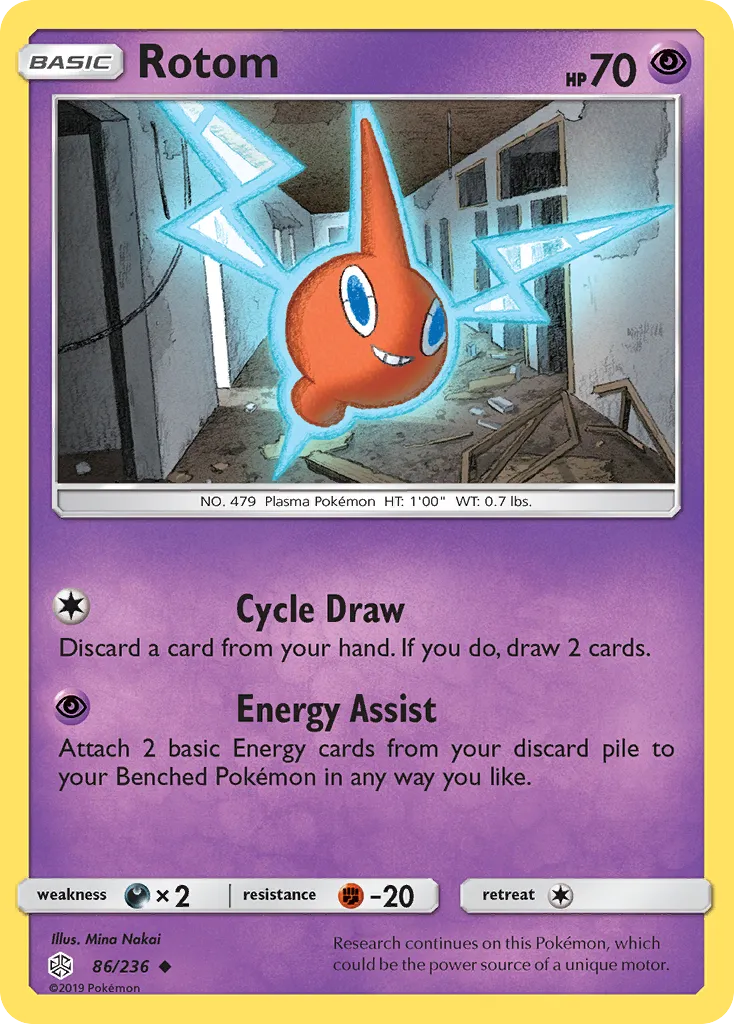 2019 Cosmic Eclipse Rotom Uncommon #086/236 Uncommon card image