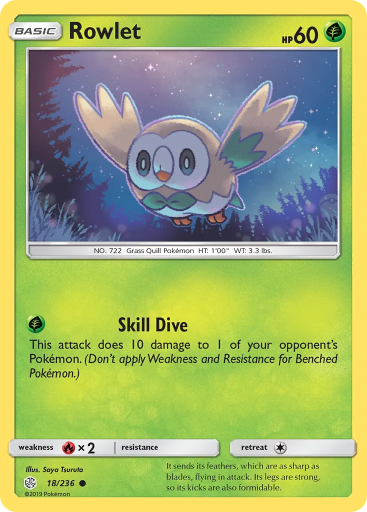 2019 Cosmic Eclipse Rowlet #018/236 Common card image