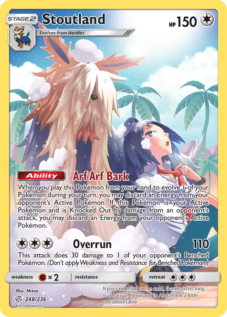 2019 Cosmic Eclipse Stoutland #248/236 Rare Secret card image
