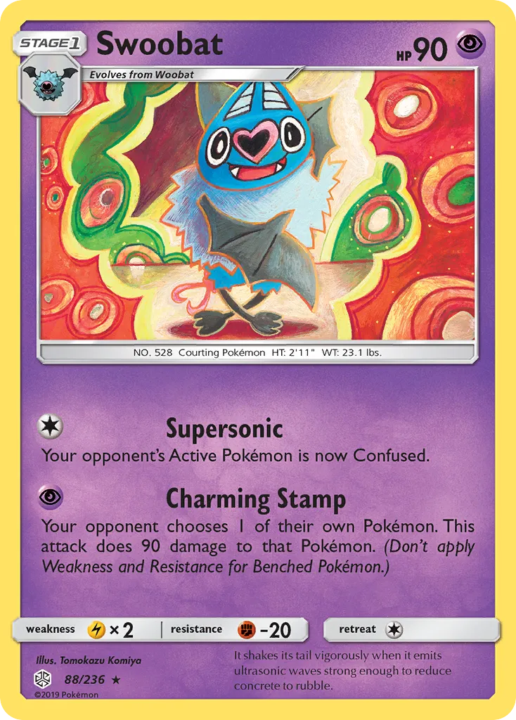 2019 Cosmic Eclipse Swoobat Rare #088/236 Rare card image