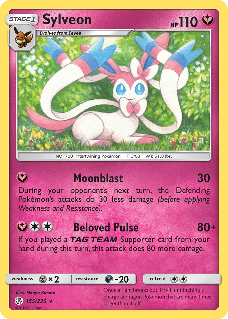 2019 Cosmic Eclipse Sylveon Rare #155/236 Rare card image