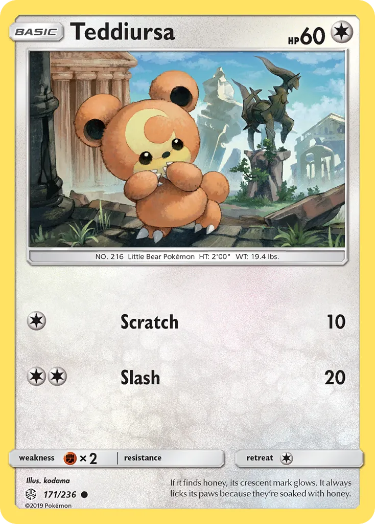 2019 Cosmic Eclipse Teddiursa Common #171/236 Common card image