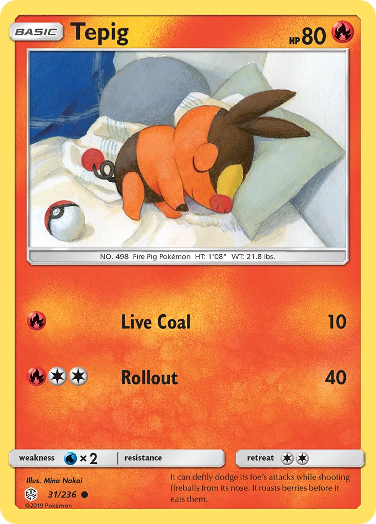 2019 Cosmic Eclipse Tepig Common #031/236 Common card image