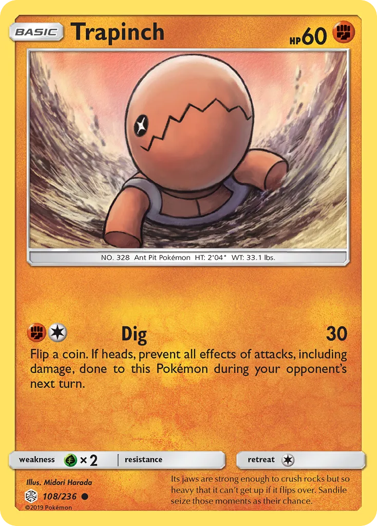 2019 Cosmic Eclipse Trapinch #108/236 Common card image