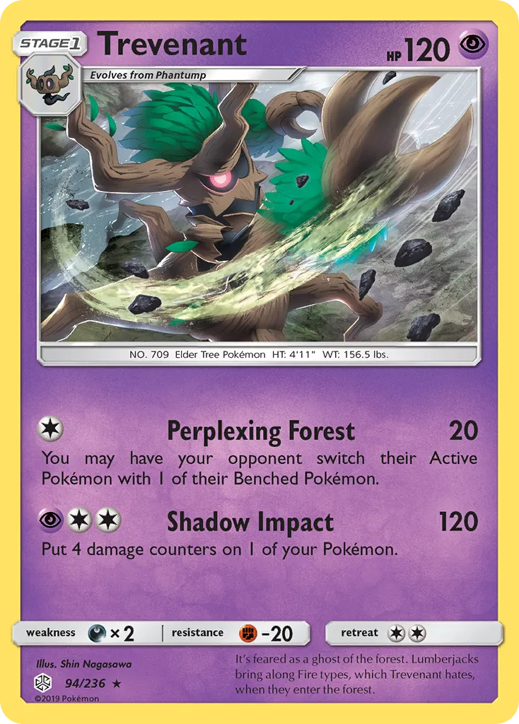 2019 Cosmic Eclipse Trevenant Rare #094/236 Rare card image