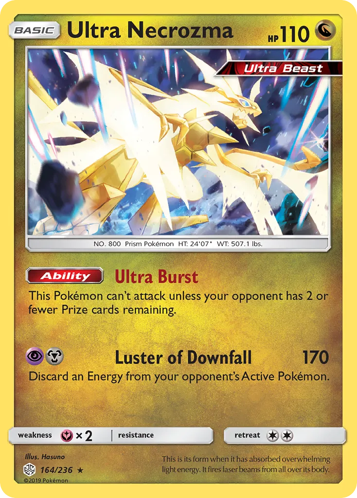 2019 Cosmic Eclipse Ultra Necrozma Rare Holo #164/236 Rare Holo card image