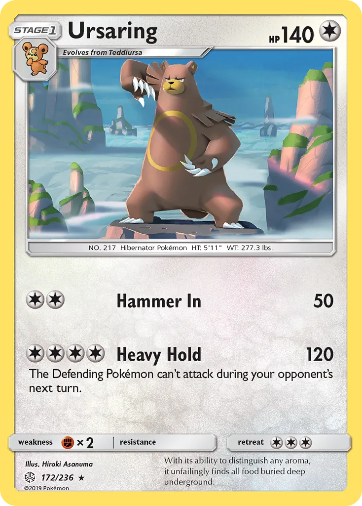 2019 Cosmic Eclipse Ursaring Rare #172/236 Rare card image