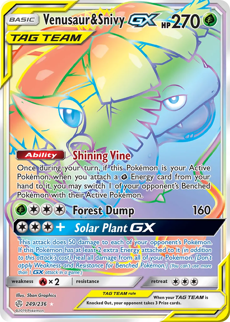 2019 Cosmic Eclipse Venusaur & Snivy-GX #210/236 Rare Ultra card image