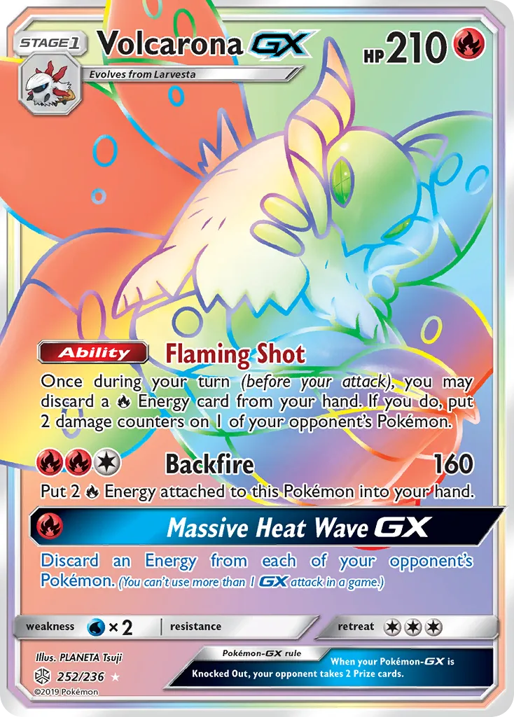 2019 Cosmic Eclipse Volcarona-GX #213/236 Rare Ultra card image