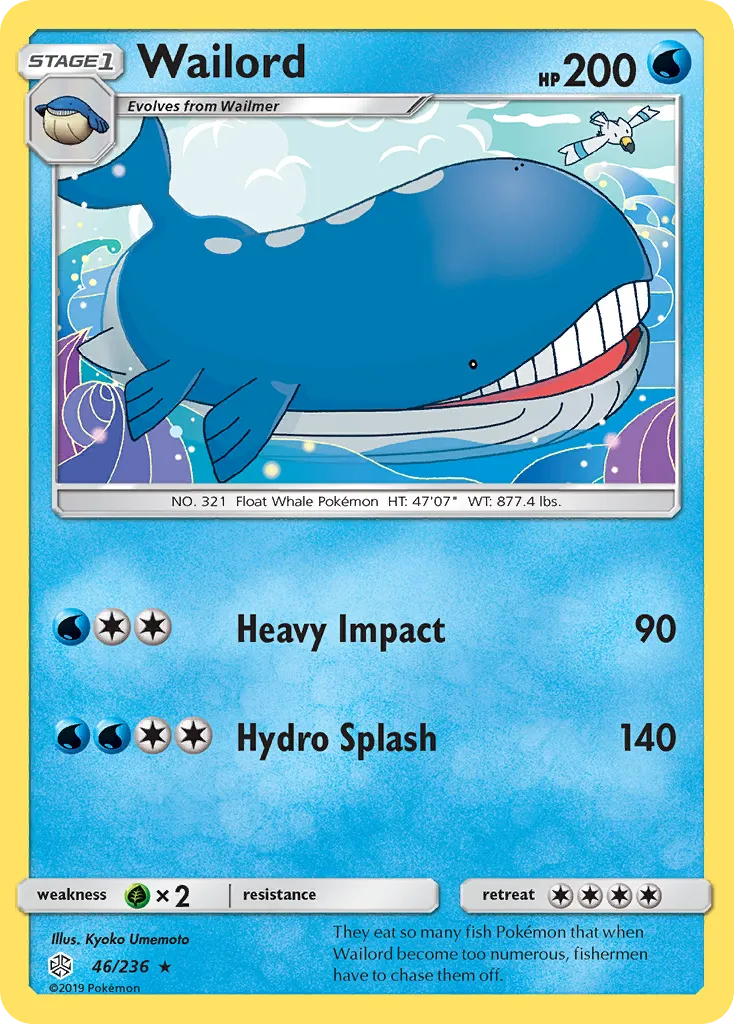 2019 Cosmic Eclipse Wailord Rare #046/236 Rare card image