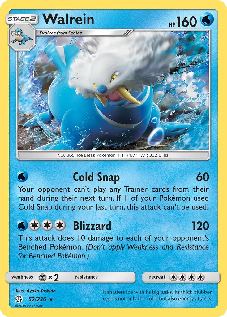 2019 Cosmic Eclipse Walrein Rare #052/236 Rare card image