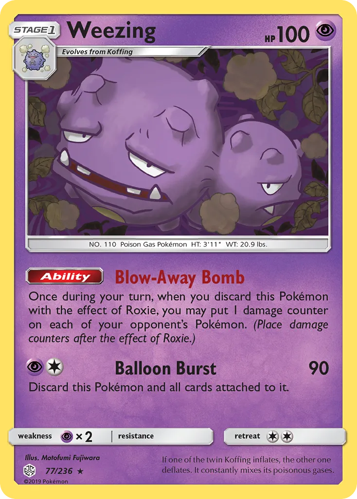 2019 Cosmic Eclipse Weezing Rare #077/236 Rare card image