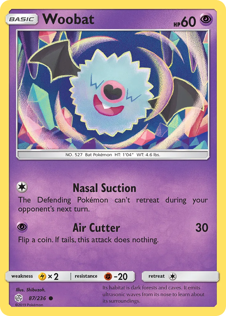 2019 Cosmic Eclipse Woobat Common #087/236 Common card image